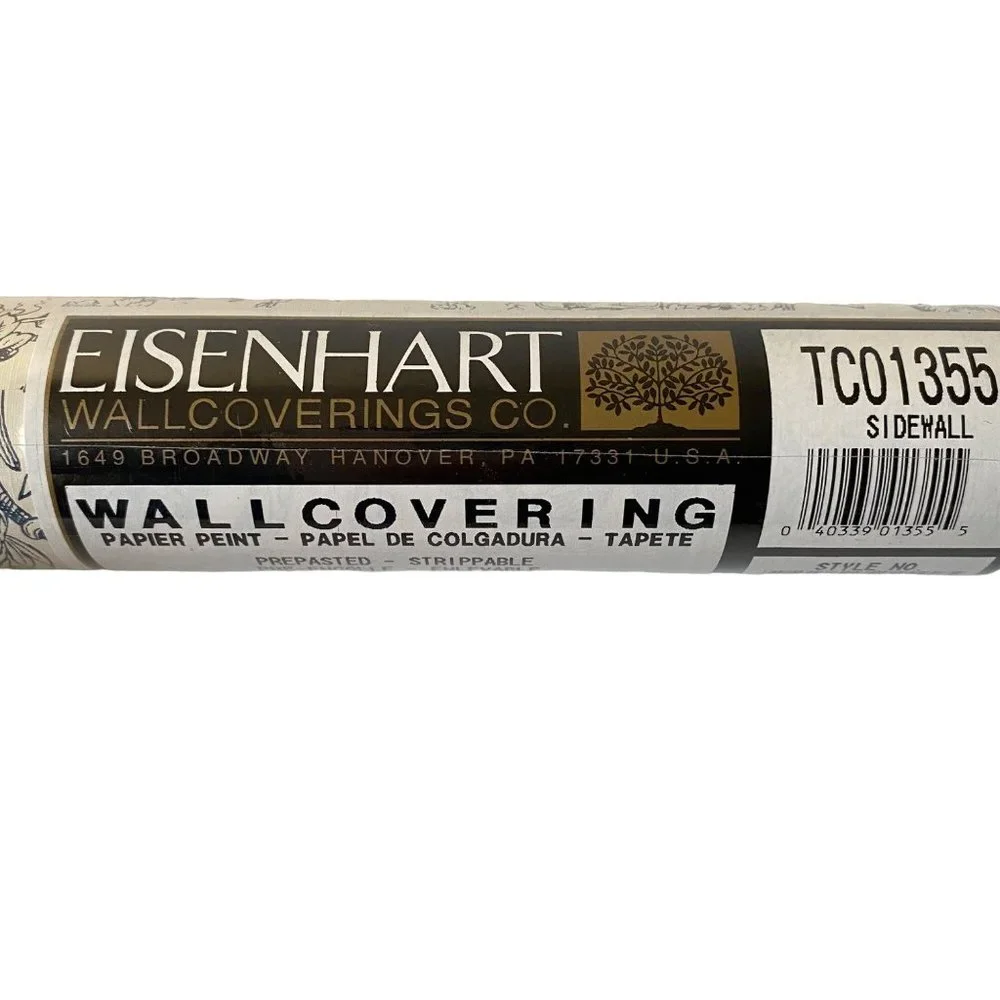 Eisenhart wallpaper blue toile prepasted strippable‎ TC01355 one metric d…